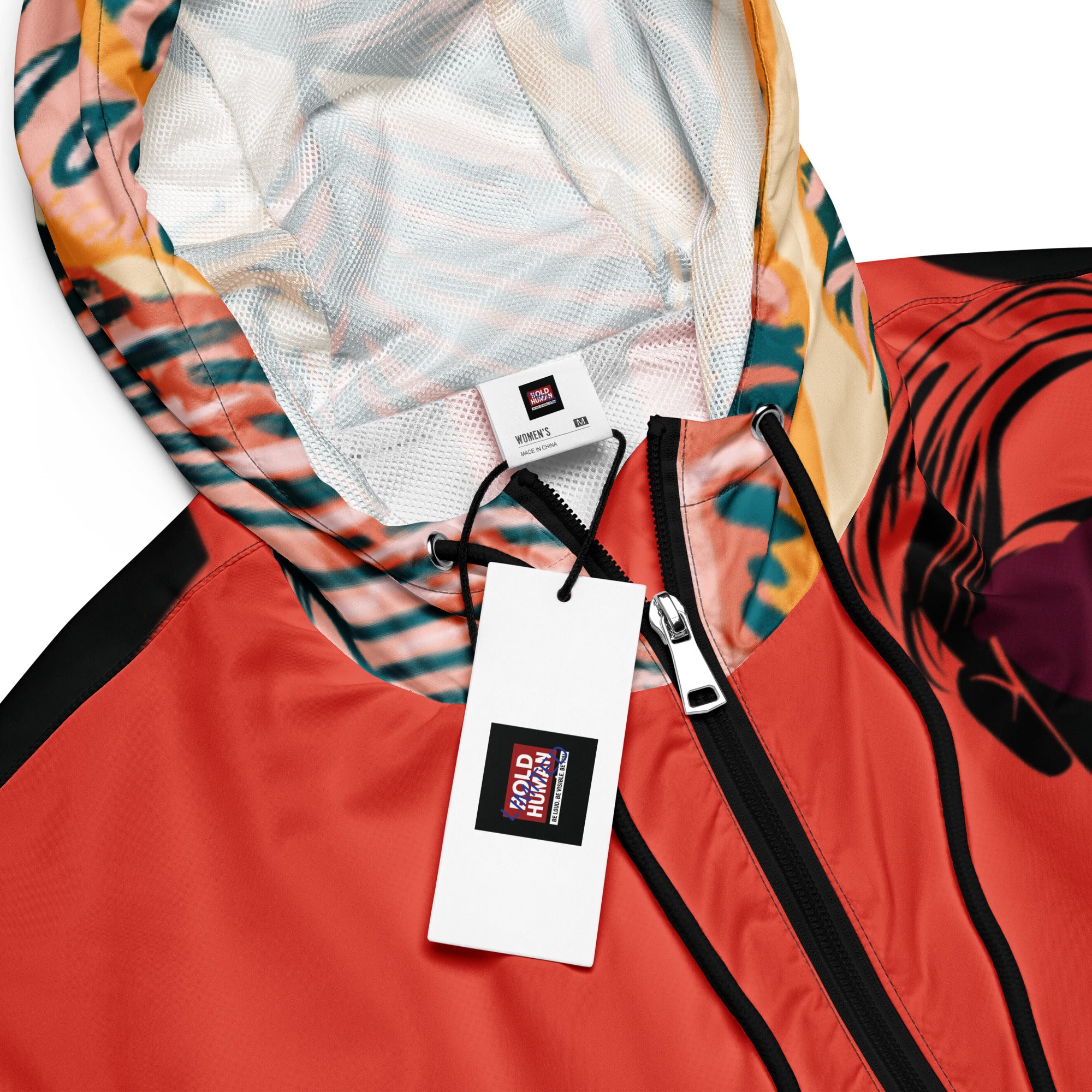 Women’s cropped windbreaker Jacke Orange Red